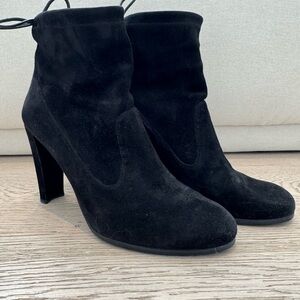 Stuart Weitzman Black Suede Lace-up Ankle Boots